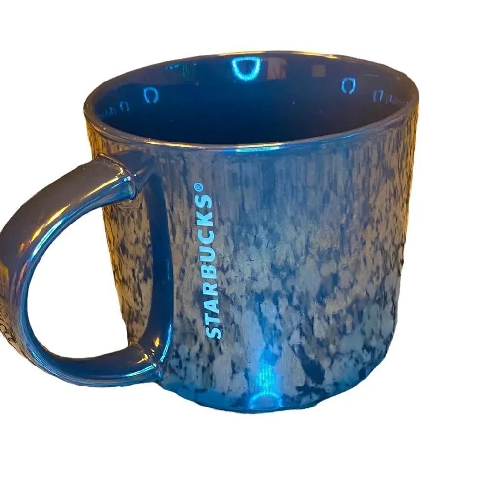 2013 Starbucks Debossed Shiny Metallic Dark Gray 14oz Coffee Mug